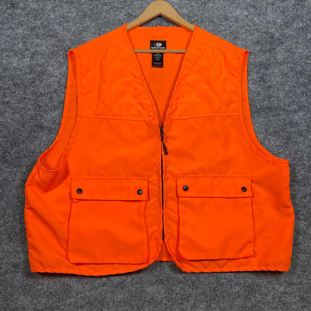 Mossy Oak Orange High Visibility Hunting Vest Men's L XL Pockets‎ Zipper